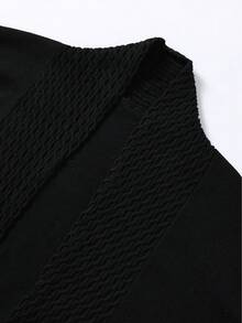 Manfinity Mode 男士纯色休闲设计粗针都市黑色开衫，送给丈夫、男友的礼物，秋冬季长袖上衣