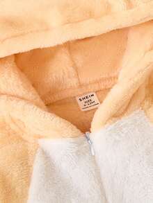 SHEIN Perso Play Infant Plush Cartoon Hooded Jumpsuit, Cute Long Sleeve Baby , Donkey Design, Autumn/Winter - Multicolor - View 3