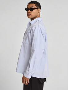 Musero 长袖纽扣式正式衬衫上衣 春夏叠穿胶囊衣橱 - 淺藍色 - 查看 3