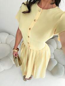 Shopreo 2件套女士夏季黄色优雅开衫短袖套装 - 黃色 - 查看 5