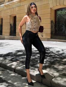 Maria Perezxox 2024 秋冬新款女士性感低腰及踝打底裤（糖果红），适合派对、生日、新年 - 黑色 - 查看 6