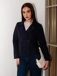 Bris Aura Lapel Neck Double Breasted Blazer In Fall/Winter - Navy Blue - View 1