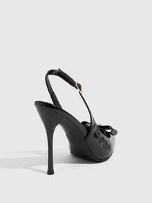 CUCCOO SZL Tacones de mujer de punta fina y sin talón de unicolor minimalista - Negro - Ver 4