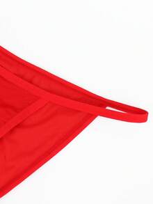1pc Men's Sexy Mesh Breathable Briefs, Fashionable Mid-Waist Underwear - Red - View 8
