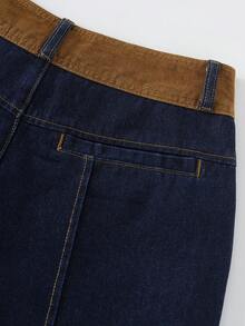 GlowEve Women's Elegant Casual Contrast Color Straight Leg Jeans - Blue - View 7