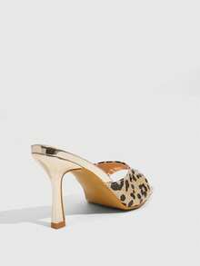 CUCCOO SZL Giày cao gót mũi vuông họa tiết da báo thời trang thường ngày cho nữ - Nhiều màu - Xem 4