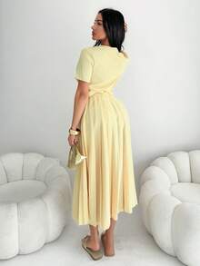 Shopreo 2件套女士夏季黄色优雅开衫短袖套装 - 黃色 - 查看 2