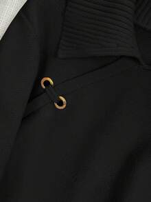 GlowEve Áo len nữ cổ bẻ cài khuy kim loại bên hông thời trang đa năng - màu đen - Xem 3