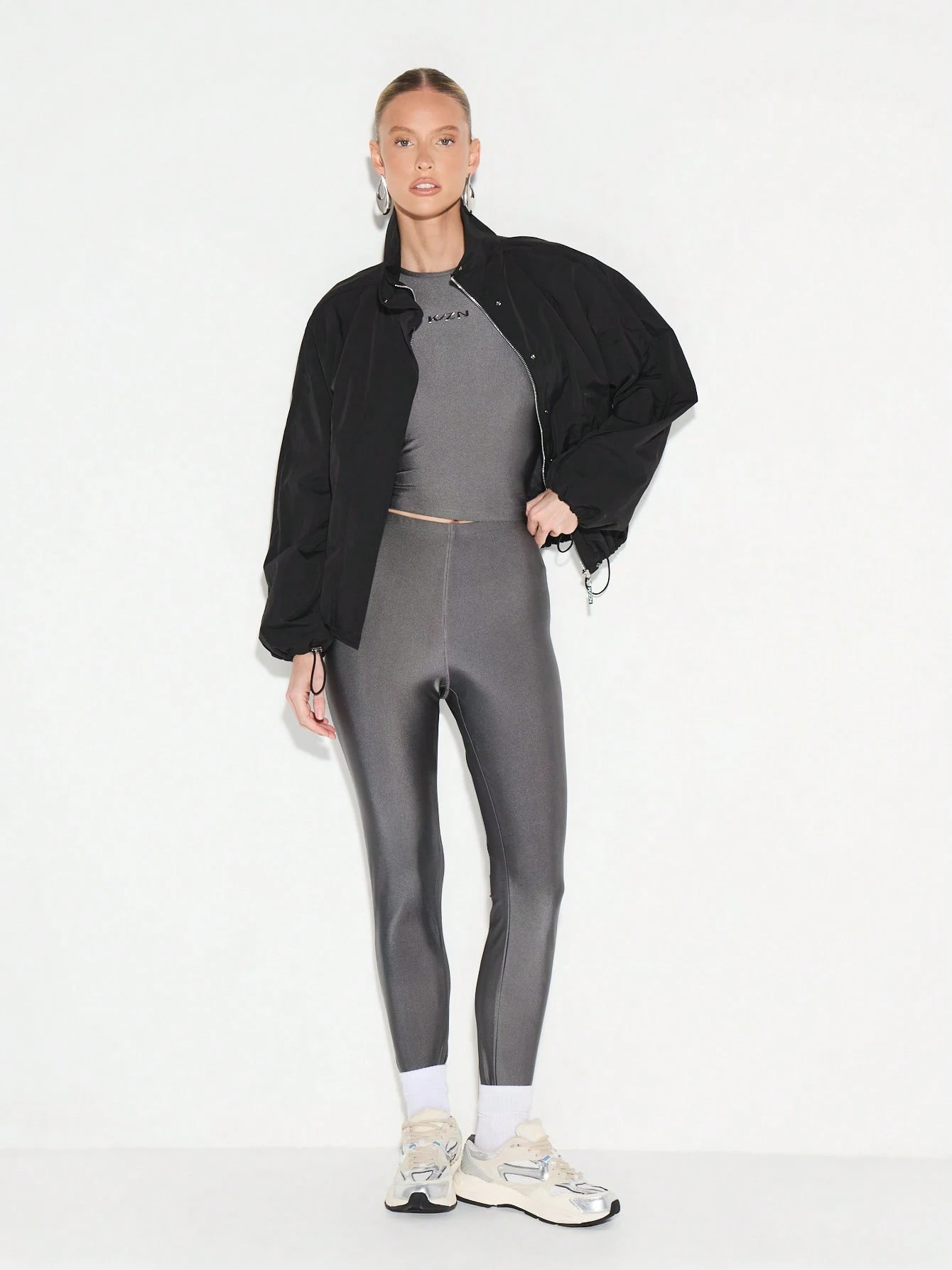 KIZN High Shine Long Sleeve Top With Thumb Holes