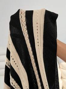 SHEIN EZwear Plus Size Spring And Autumn Holiday Crochet Long Sweater Dress