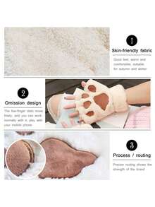 Joivida 猫爪露指手套，保暖内衬，防滑设计，适合书写打字，秋冬季圣诞节礼物，节日礼物之选，北欧风必备单品 - 彩色 - 查看 5