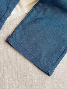 PrepCrw 1pc Tween Boys' Elegant School Style Casual Urban Dog Graphic Navy Blue Collar Knit Jacket, Suitable For Outings, Gatherings, Back To School, Autumn/Winter Blue Pants - Medium Wash - View 7