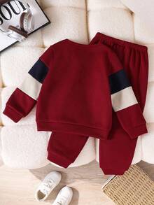 SHEIN 2pcs/Set Boys Casual Cute Cartoon Pattern Sweatshirt And Pants Set, Comfortable And Suitable For Summer - Multicolor - View 2