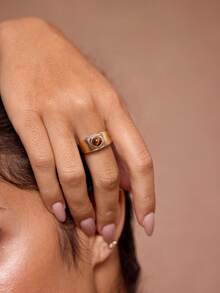 JIAN  LASALA 1 Set mit 3 Stücke Vintage Goldsonnenblumen- & Khaki-farbenen offenen Ringen, einzigartiges minimalistisches Designaccessoire-Set - Ringset - Übersicht 4