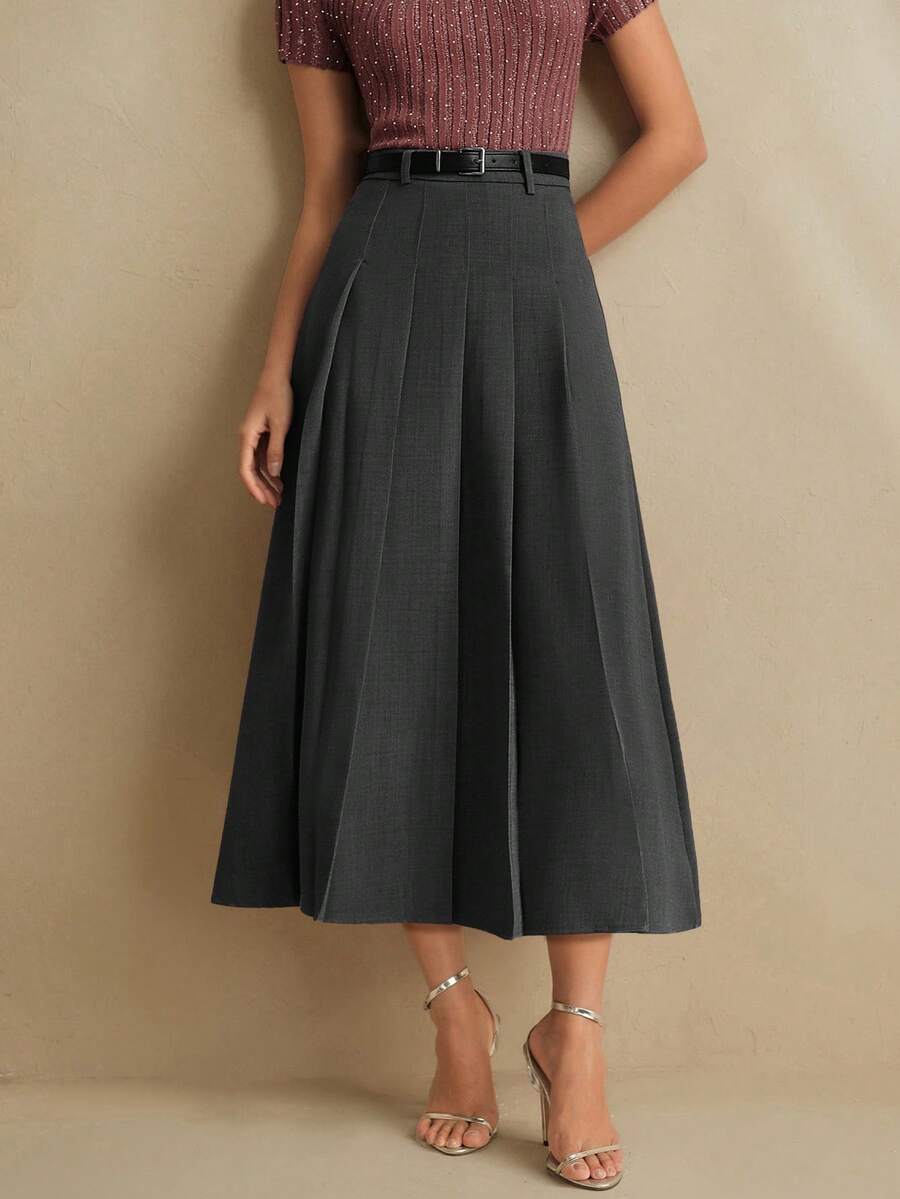 Anewsta Elaire 优雅高品质百褶女裙 - 深灰色 - 查看 1