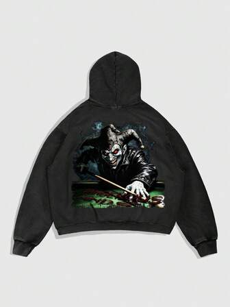 Goth sweat-shirt à capuche décontracté pour hommes avec imprimé slogan sombre, automne/hiver
