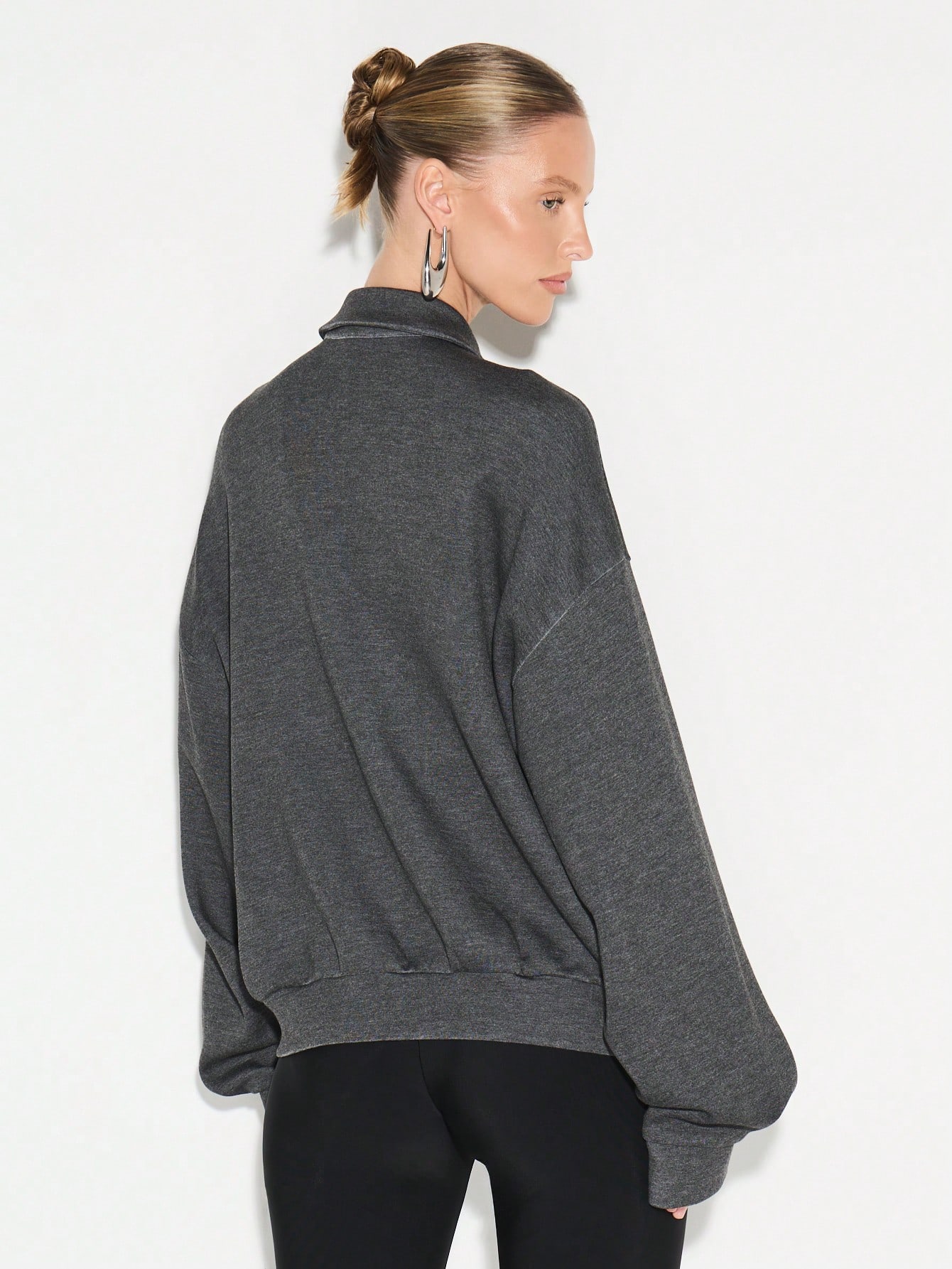 KIZN Oversized Zip Front Sweatshirt Jacket