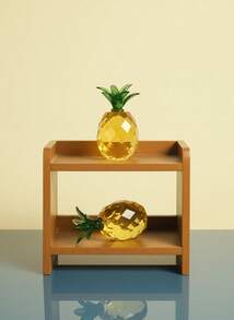 Joivida 1pc /2pcs/6pcs Yollow Crystal Pineapple Ornament Artificial Fruit Figurine Glass Fruit Statue Tabletop Centerpiece For Home Decor - Yellow - View 8