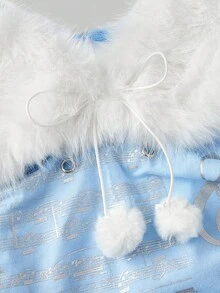 ROMWE J-Fashion Áo hai dây Y2K Abby với lớp lông giả có thể tháo rời dành cho nữ, thích hợp cho mùa đông. - Màu xanh lam - Xem 6