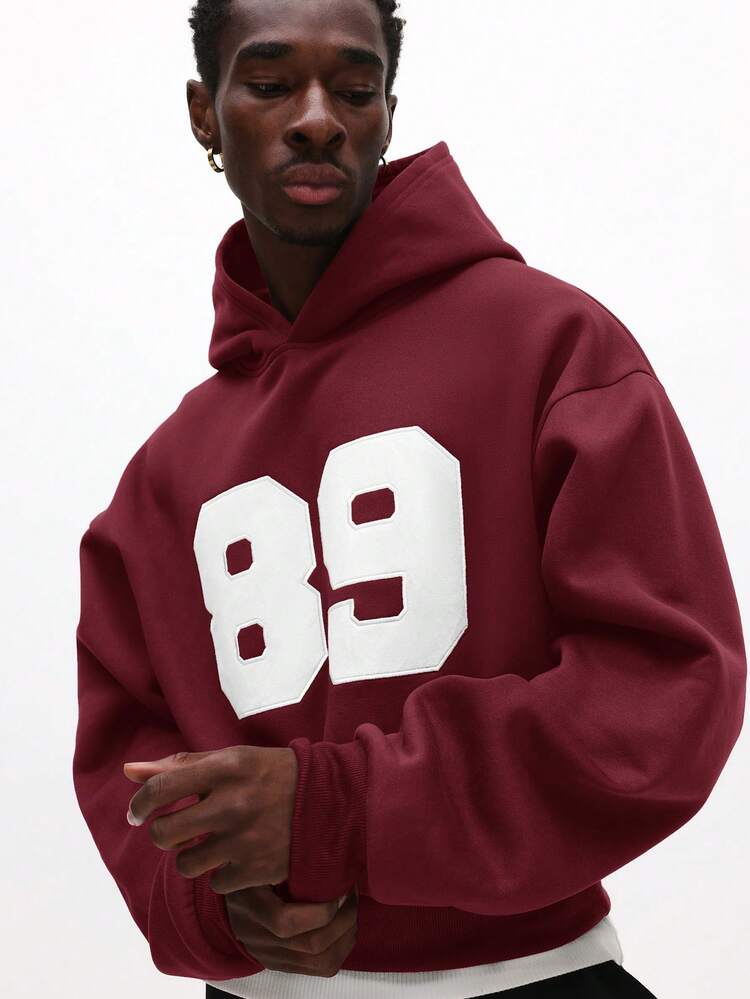 Number Print Hoodie With Drawstring Hood