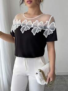 SHEIN Clasi シンプルで洗練された丸首半袖Tシャツ、夏にぴったり - ブラック - チェックする 5