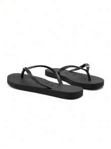 Havaianas HAV. SLIM 女士休闲舒适平底人字拖凉鞋，百搭日常穿着 - 黑色 - 查看 2
