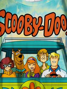SCOOBY-DOO X SHEIN Plus Size Letter & Cartoon Graphic Round Neck Short Sleeve T-Shirt - White - View 5