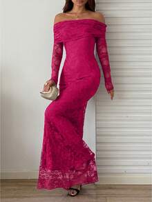 SHEIN Unity Elegant Wedding, Christmas Party Dress - Hot Pink - View 6