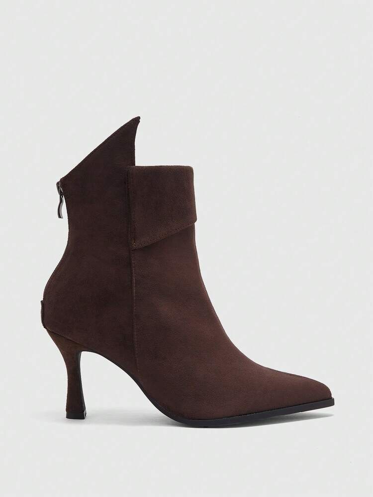 CUCCOO BIZCHIC Women's Pointed Toe Back Zipper Design Fashion Stiletto Ankle Boots For Christmas Valentine's Day Spring Shoes