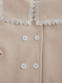 SHEIN 2pcs/Set Fall Dresses For Girl Elegant Casual,Long Sleeve Lace Decoartion Preppy Dress&Hat