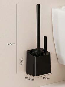 Aokala Toilet Brush And Holder Silicone Toilet Bowl Brush Set Long Handle Modern Bathroom Cleaning Deep Cleaning Bathroom Decor Fall Decor - Black - View 15