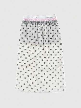 ROMWE Avant Minigonna aderente vintage con vita a patchwork, decorata con pois e paillettes luccicanti, con scollo a cuore