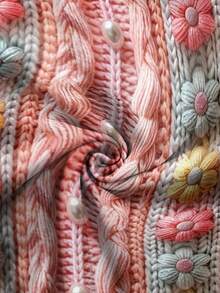 女士粉色蝴蝶结和毛绒图案印花长袖T恤 - 彩色 - 查看 3