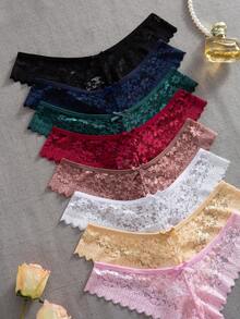 8件套浪漫性感蕾丝女士丁字裤，多色