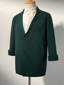 Manfinity Homme Men's Solid Color Minimalist Casual Cardigan - Green - View 8