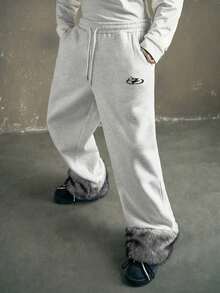 AXEPEAK Pantalones deportivos casuales con cordón en la cintura y bolsillos con estampado de pentagrama para hombres - Gris - Ver 3