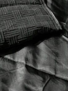 Manfinity Roghcode Rompi Kasual Hangat Tanpa Lengan Berkerudung dengan Resleting untuk Pria, Warna Polos, Cocok untuk Musim Dingin - Hitam - View 6