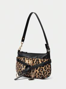 SHECARRY Ladies' Fashionable Leopard Print PU Leather Shoulder Bag, Versatile For Daily Use - leopard print - View 4