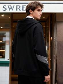 Sudadera con capucha para hombre oversized polar de algodón orgánico, estilo urbano sostenibl e con orgullo mexicano, suave abrigado y transpirable, cordón ajustable y cuello acanalado resistente, bolsillo canguro duradero y oferta exclusiva - Negro - Ver 9