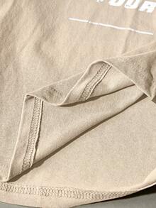 SWAVVY Men's Knit Casual Daily Young English Print Patchwork Loose Long Sleeve T-Shirt - Apricot - View 4