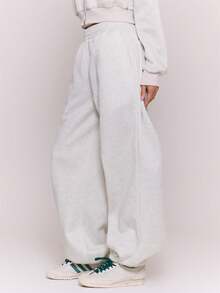 MUSERA Wide Leg Elasticated Waistband Tracksuit Bottoms Fall Autum Winter - Grey - View 3
