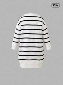 Sweetra Váy sọc ombre thường ngày cho bé gái, đa năng để mặc ở nhà và mặc hàng ngày - trắng - Xem 2