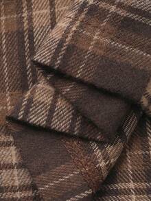 DAZY Bộ đồ ngủ tay dài họa tiết chữ và quần kẻ caro thoải mái cho bé trai tuổi mới lớn, mùa thu - màu nâu - Xem 7