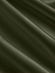GlowEve Satin + Gürtel Dekor Midi-Kleid mit Langarm - Olivgrün - Übersicht 3