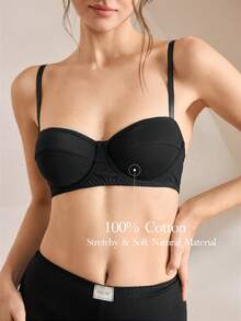 Ocili Women's Simple Solid Color Comfortable Supportive Bra - Black - View 1