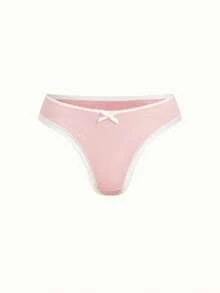 Bonmuse 5条装女士多色罗纹蝴蝶结性感蕾丝边丁字裤 - 彩色 - 查看 11