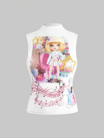 Anime Crop top rosa a cuore stile Y2K surrealista e carino
