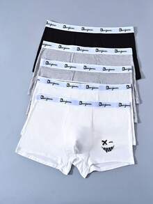 Manfinity Underwear&Sleepwear Basics 5 قطع/عبوة سروال داخلي رجالي بوكسر مطبوع بدون غرز، ملابس داخلية مقاس كبير، مناسبة لجميع الفصول - متعدد الألوان - مشاهدة 8