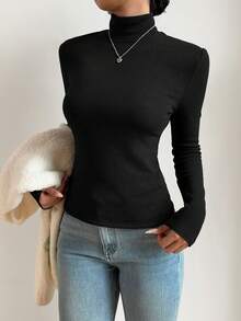 Tseoso 两件装黑白基础款高领修身长袖纯色女式上衣，升级保暖内衬面料，时尚休闲舒适，百搭不臃肿，适合秋冬季穿着。 - 彩色 - 查看 12