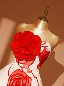 Rometta 大码女士优雅碎花裹身裙，适合派对和宴会场合 - 彩色 - 查看 5